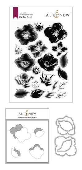 Altenew Stamp & Die & Stencil Bundle Zig Zag Floral Stamp & Die & Mask Stencil Bundle