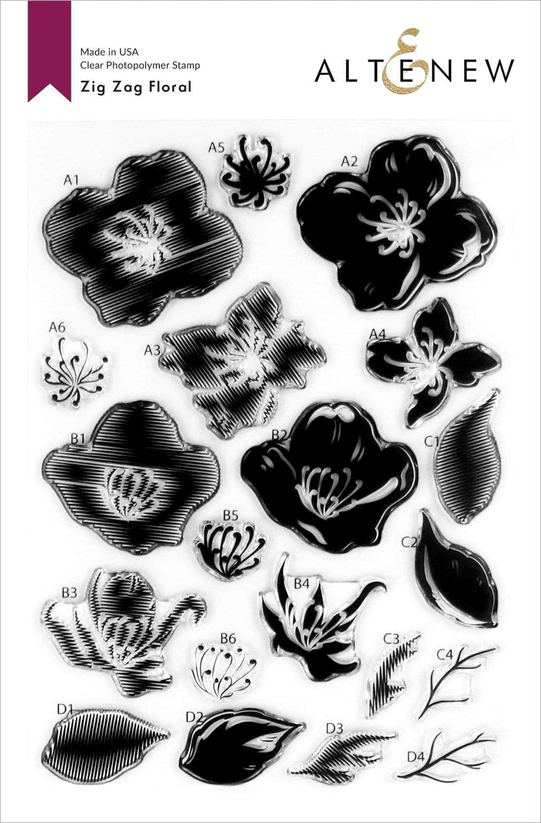 Altenew Stamp & Die & Stencil Bundle Zig Zag Floral