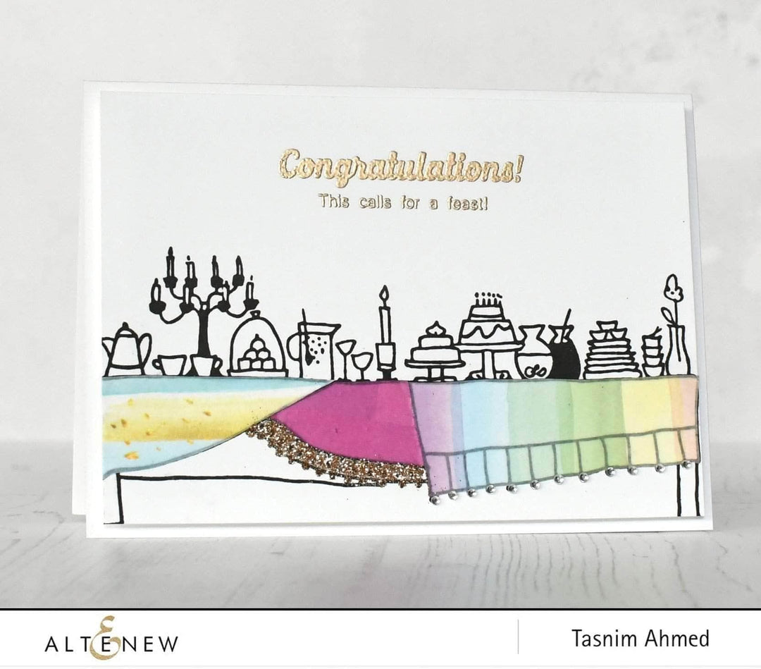 Altenew Stamp & Embossing Folder Bundle It's A Feast Stamp Set & Folded Drapes Embossing Folder Bundle