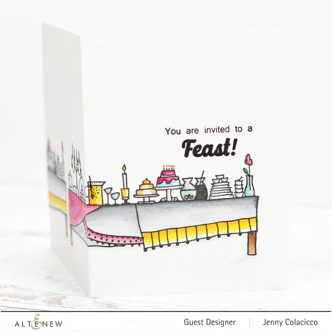 Altenew Stamp & Embossing Folder Bundle It's A Feast Stamp Set & Folded Drapes Embossing Folder Bundle