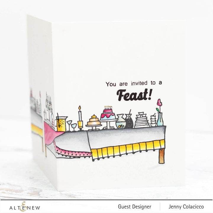 Altenew Stamp & Embossing Folder Bundle It's A Feast Stamp Set & Folded Drapes Embossing Folder Bundle