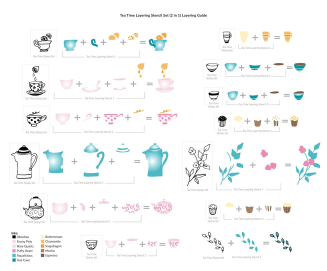 Altenew Stamp & Stencil Bundle Tea Time Stamp & Stencil Bundle