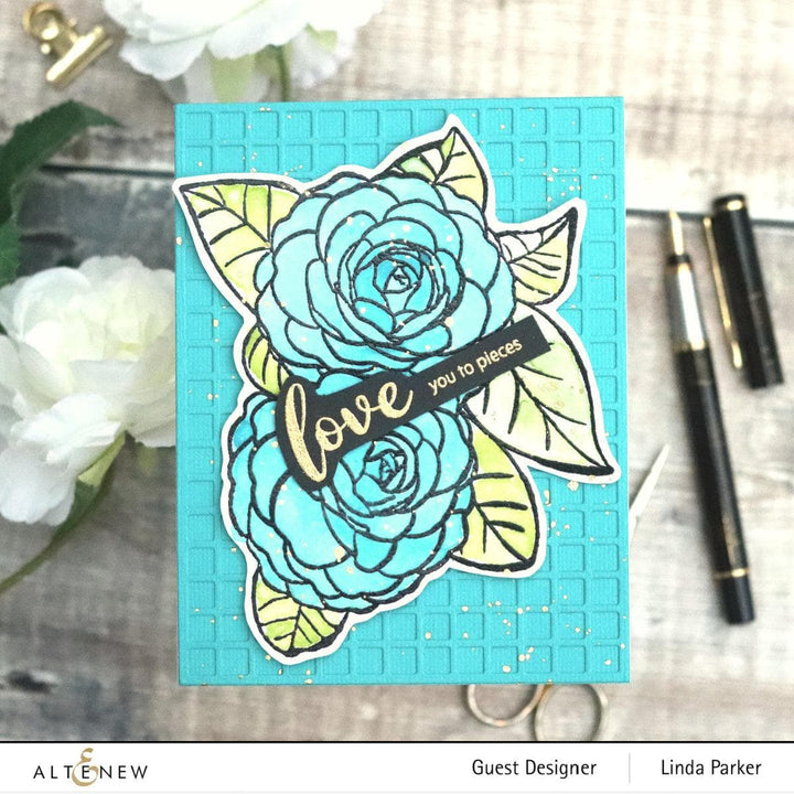 Altenew Stamp & Watercolor Bundle Paint-A-Flower: Camellia Waterhouse & Hawaiian Shores Brush & Fine Tip Pens Bundle