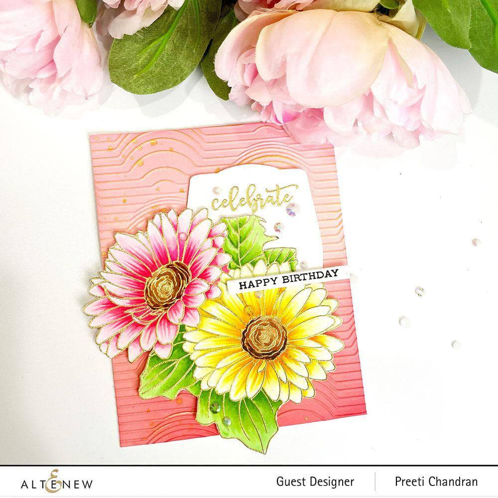 Altenew Stamp & Watercolor Bundle Paint-A-Flower: Gerbera Revolution & Hawaiian Shores Brush & Fine Tip Pens Bundle