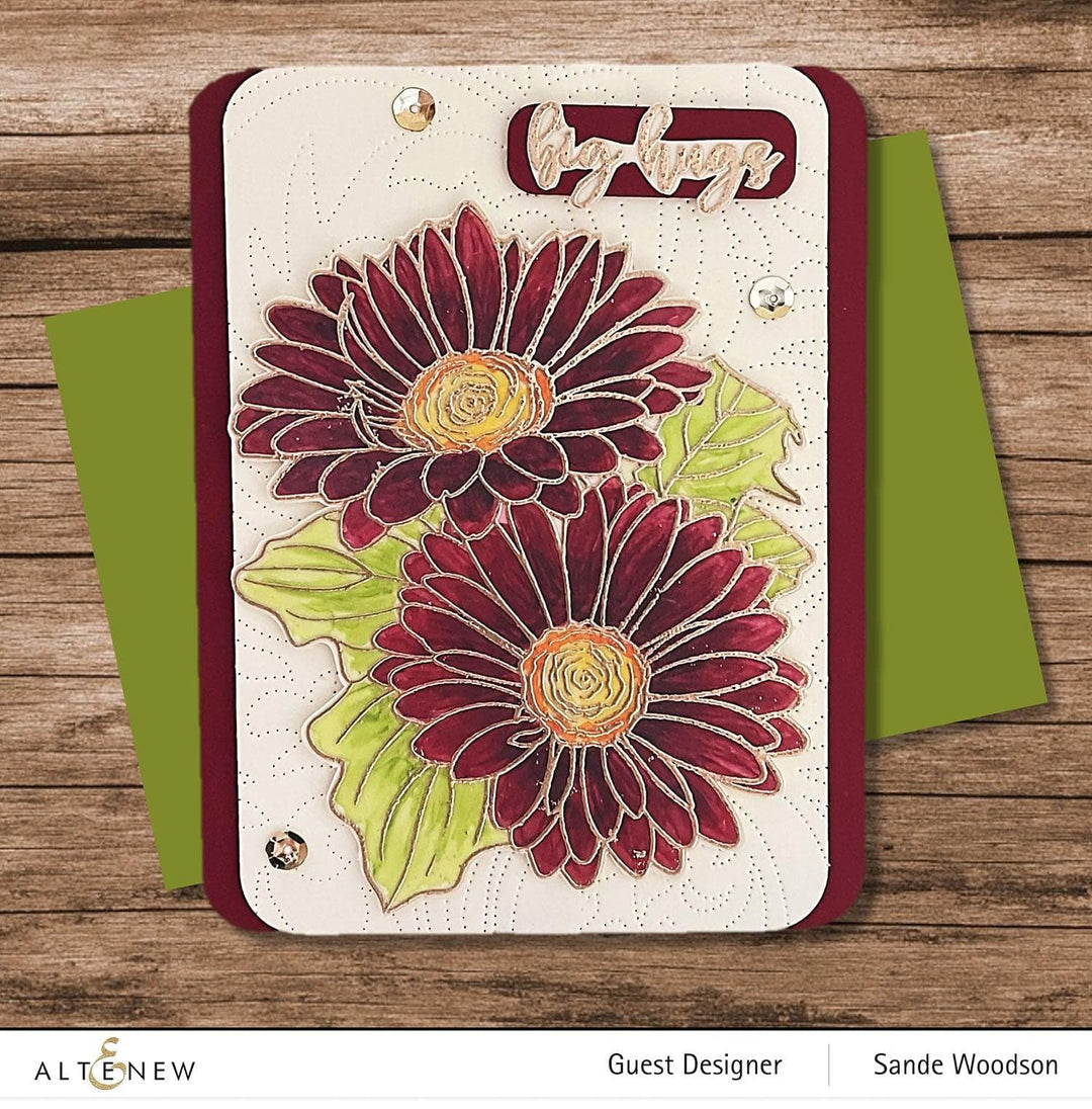 Altenew Stamp & Watercolor Bundle Paint-A-Flower: Gerbera Revolution & Hawaiian Shores Brush & Fine Tip Pens Bundle
