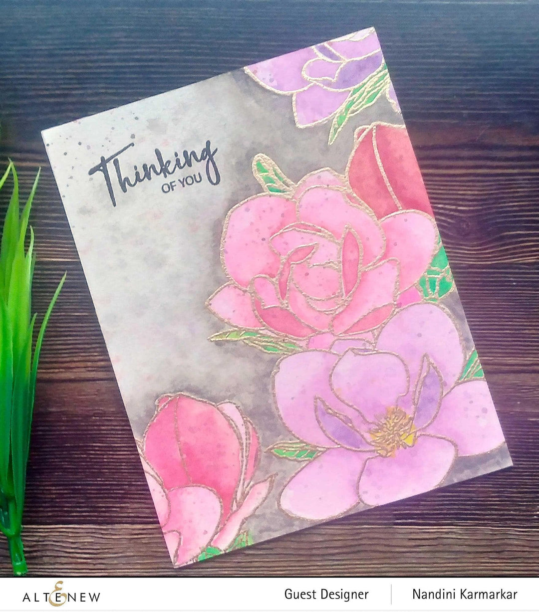 Altenew Stamp & Watercolor Bundle Paint-A-Flower: Magnolia Rustica Rubra & Hawaiian Shores Brush & Fine Tip Pens Bundle