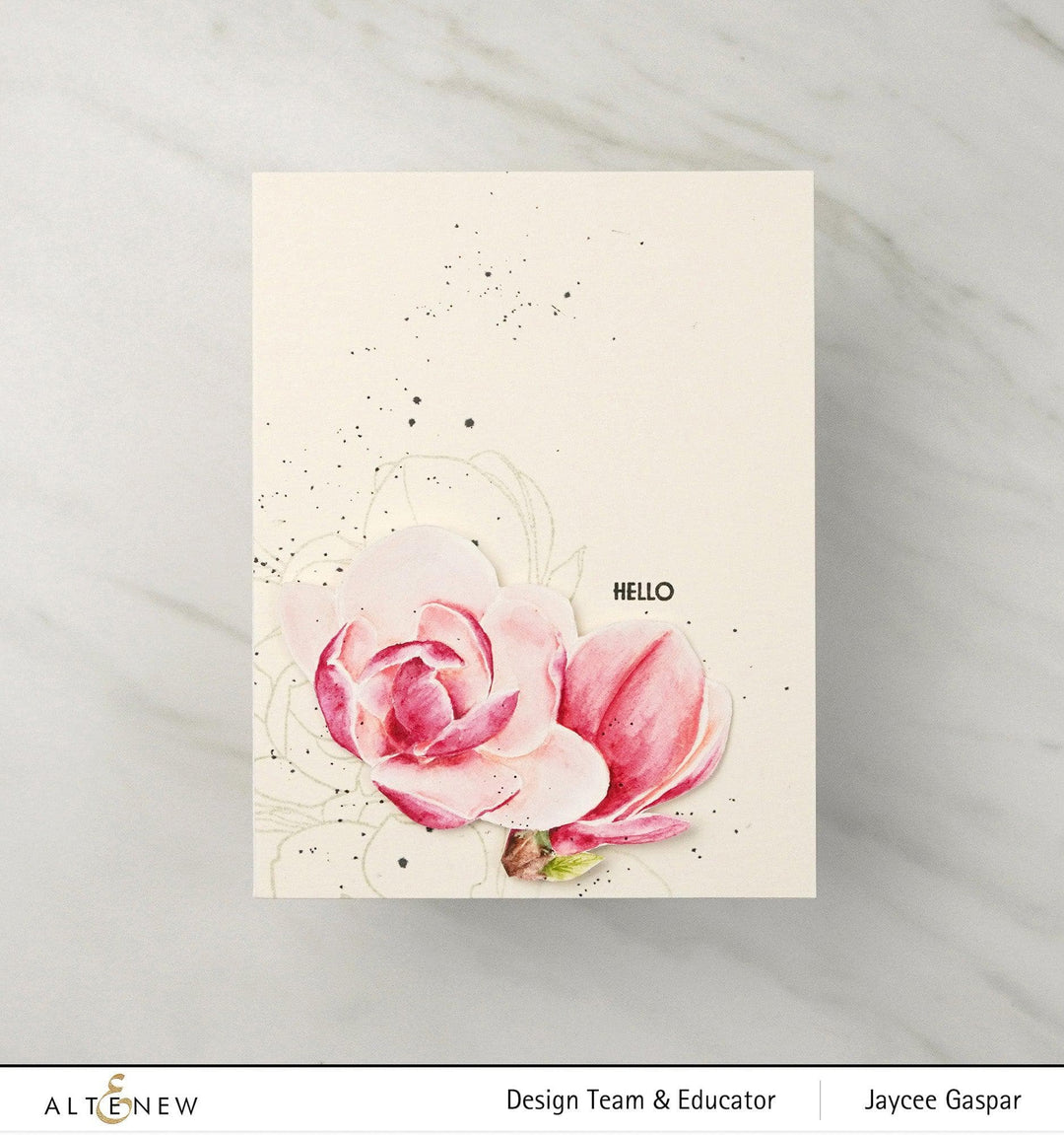 Altenew Stamp & Watercolor Bundle Paint-A-Flower: Magnolia Rustica Rubra & Hawaiian Shores Brush & Fine Tip Pens Bundle