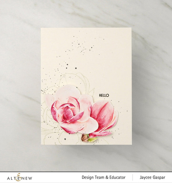 Altenew Stamp & Watercolor Bundle Paint-A-Flower: Magnolia Rustica Rubra & Hawaiian Shores Brush & Fine Tip Pens Bundle