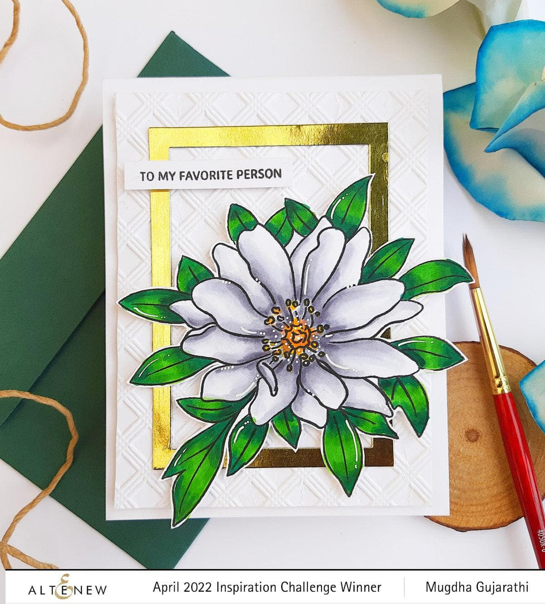 Altenew Stamp & Watercolor Bundle Paint-A-Flower: Wood Anemone & Hawaiian Shores Brush & Fine Tip Pens Bundle