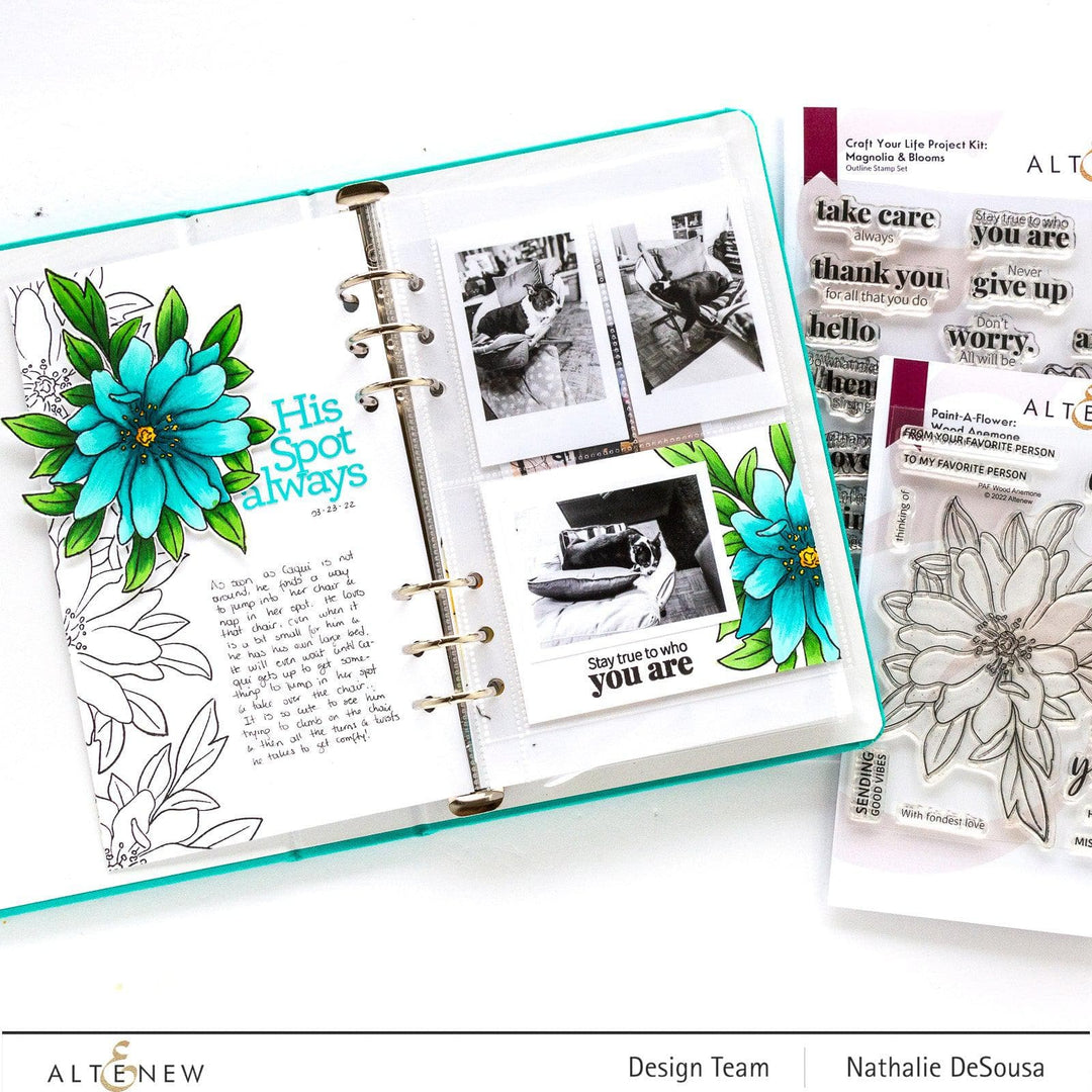 Altenew Stamp & Watercolor Bundle Paint-A-Flower: Wood Anemone & Hawaiian Shores Brush & Fine Tip Pens Bundle