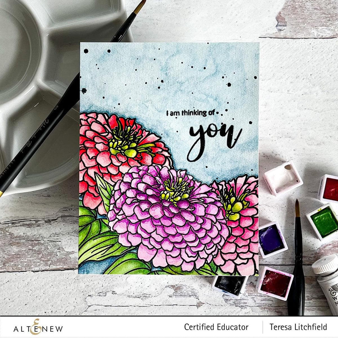 Altenew Release Bundle Paint-A-Flower: Zinnia Magellan Rose & Hawaiian Shores Brush & Fine Tip Pens Bundle