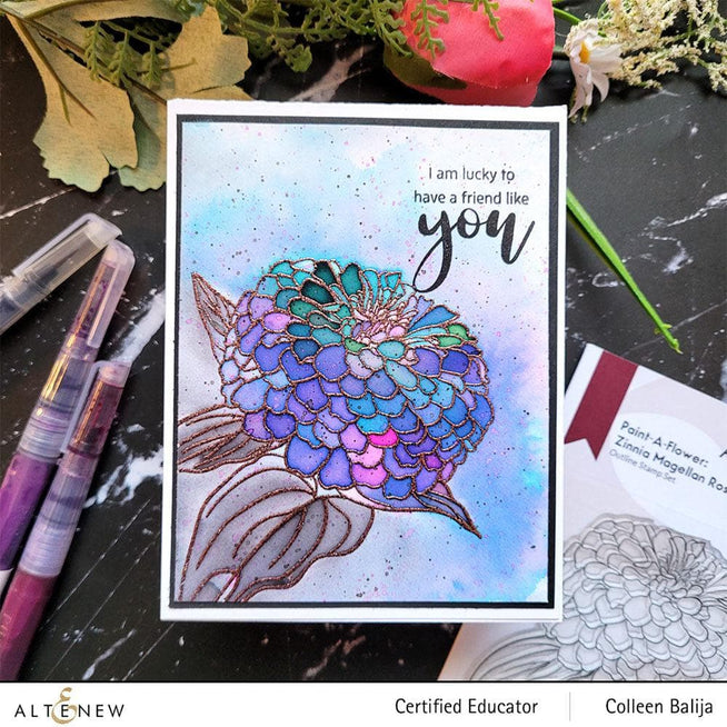 Altenew Release Bundle Paint-A-Flower: Zinnia Magellan Rose & Hawaiian Shores Brush & Fine Tip Pens Bundle