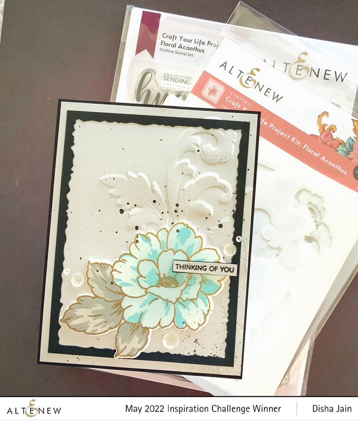 EXP Factors Stencil Craft Your Life Project Kit: Floral Acanthus Add-on Layering Stencil for Embossing Folder (4 in 1)