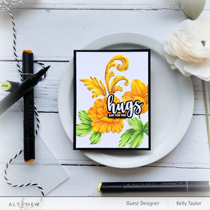 EXP Factors Stencil Craft Your Life Project Kit: Floral Acanthus Add-on Layering Stencil for Embossing Folder (4 in 1)