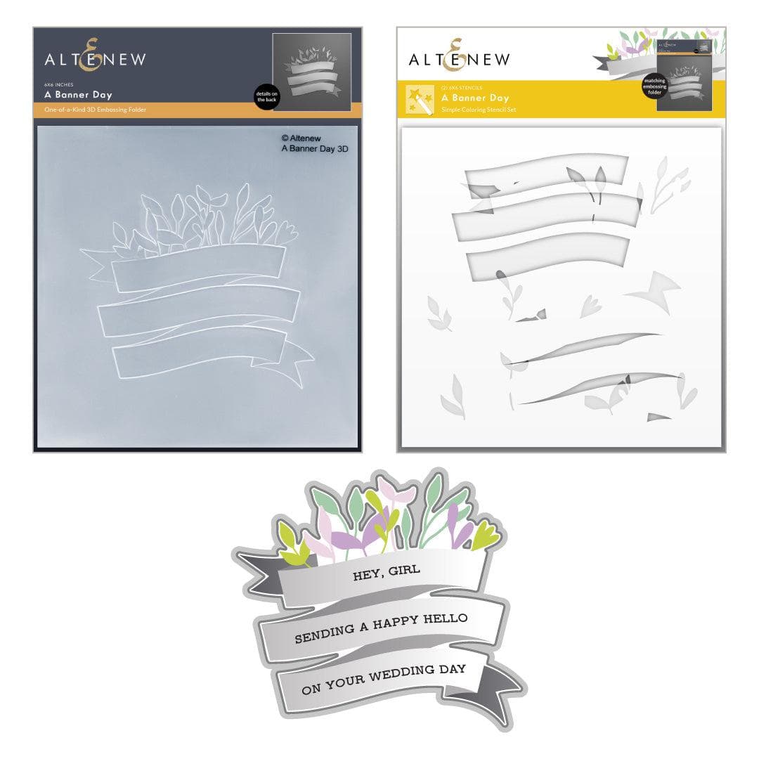 Altenew Stencil & Die & Embossing Folder Bundle A Banner Day Complete Bundle