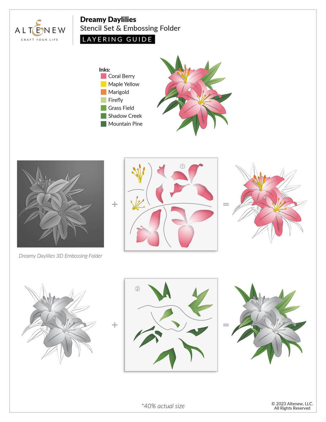 Altenew Stencil & Die & Embossing Folder Bundle Dreamy Daylilies