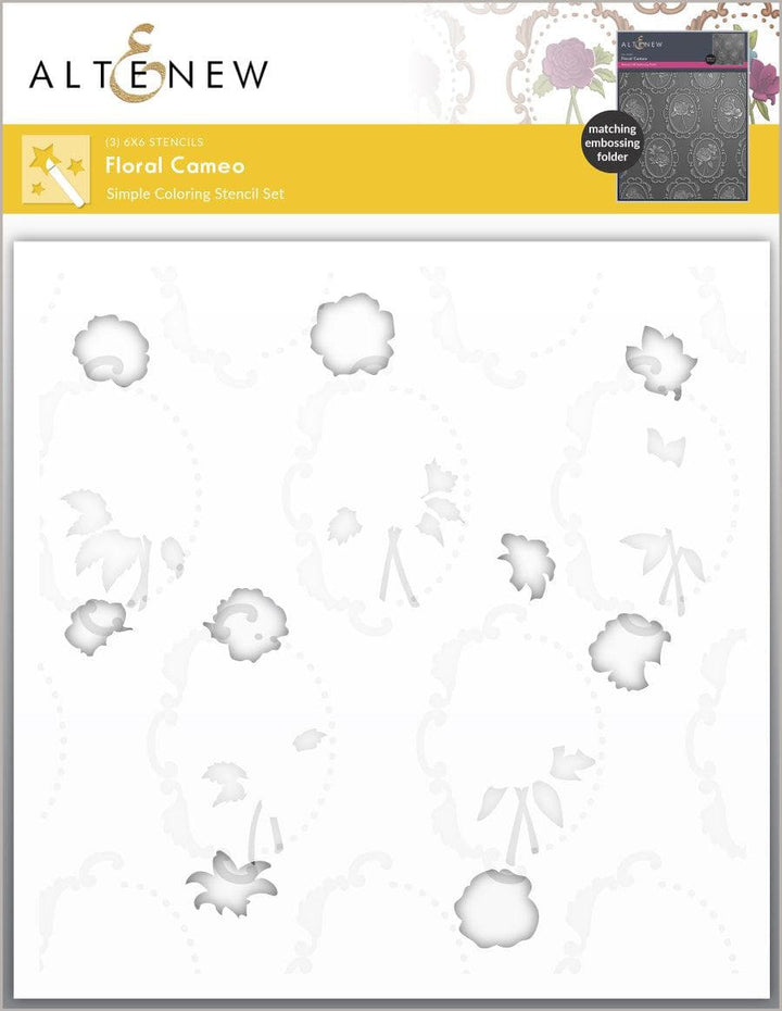 Floral Cameo Simple Coloring Stencil Set (3 in 1)