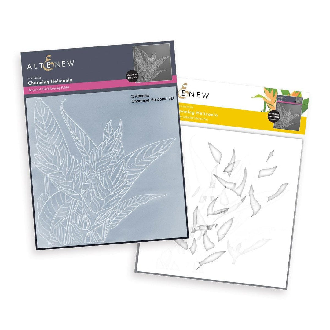 Altenew Stencil & Embossing Folder Bundle Charming Heliconia