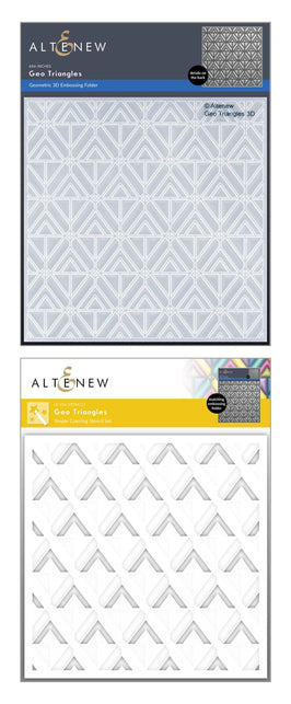 Altenew Stencil & Embossing Folder Bundle Geo Triangles Embossing Folder & Stencil Bundle