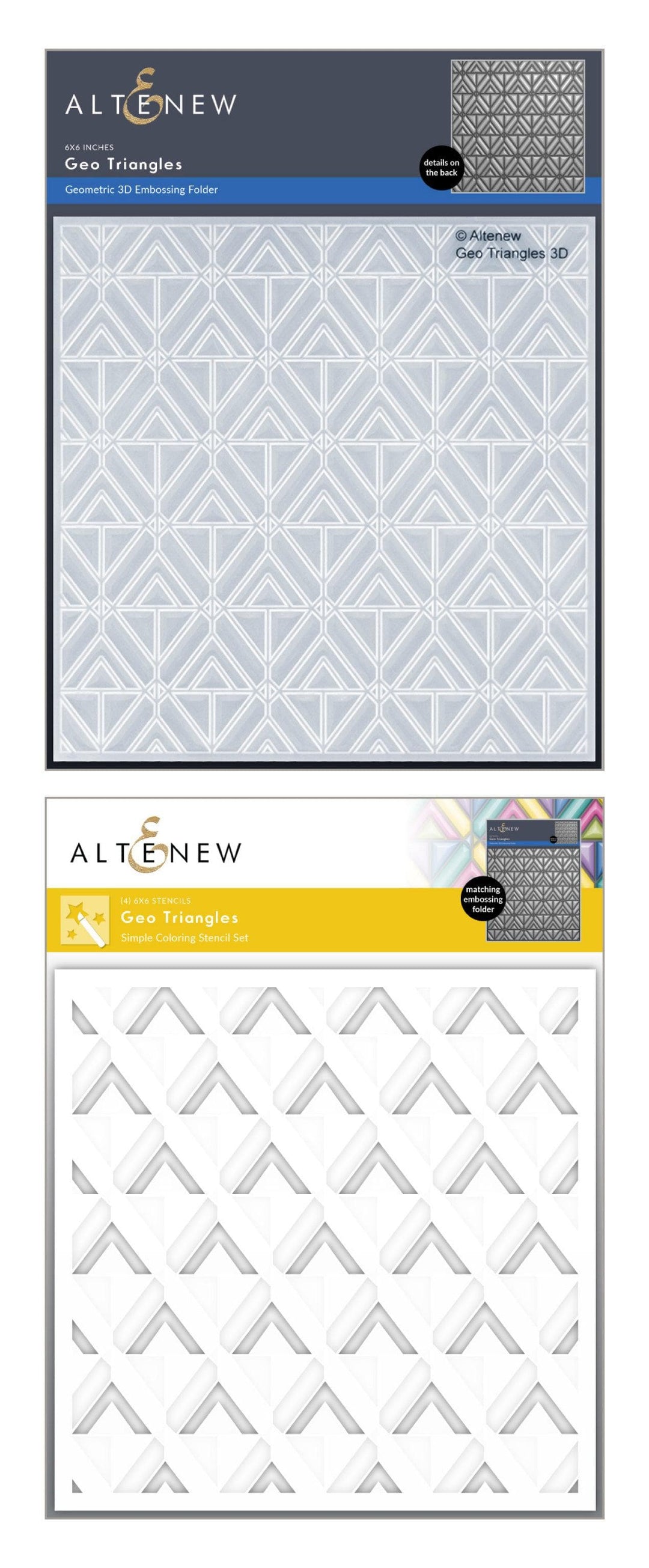 Altenew Stencil & Embossing Folder Bundle Geo Triangles Embossing Folder & Stencil Bundle