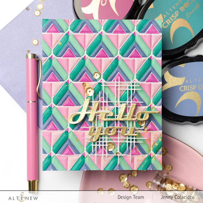 Altenew Stencil & Embossing Folder Bundle Geo Triangles Embossing Folder & Stencil Bundle
