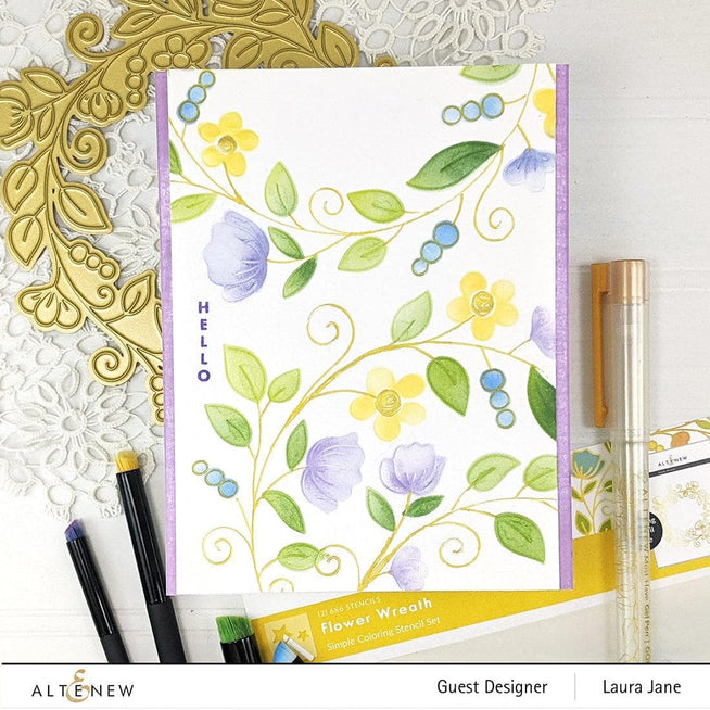 EXP Factors Stencil Flower Wreath Simple Coloring Stencil Set (2 in 1)