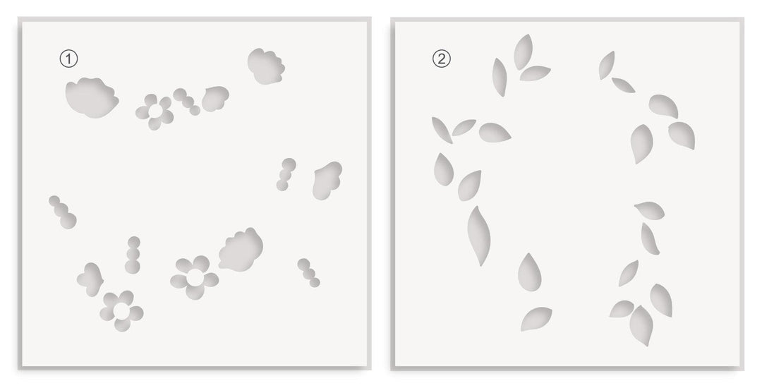 EXP Factors Stencil Flower Wreath Simple Coloring Stencil Set (2 in 1)
