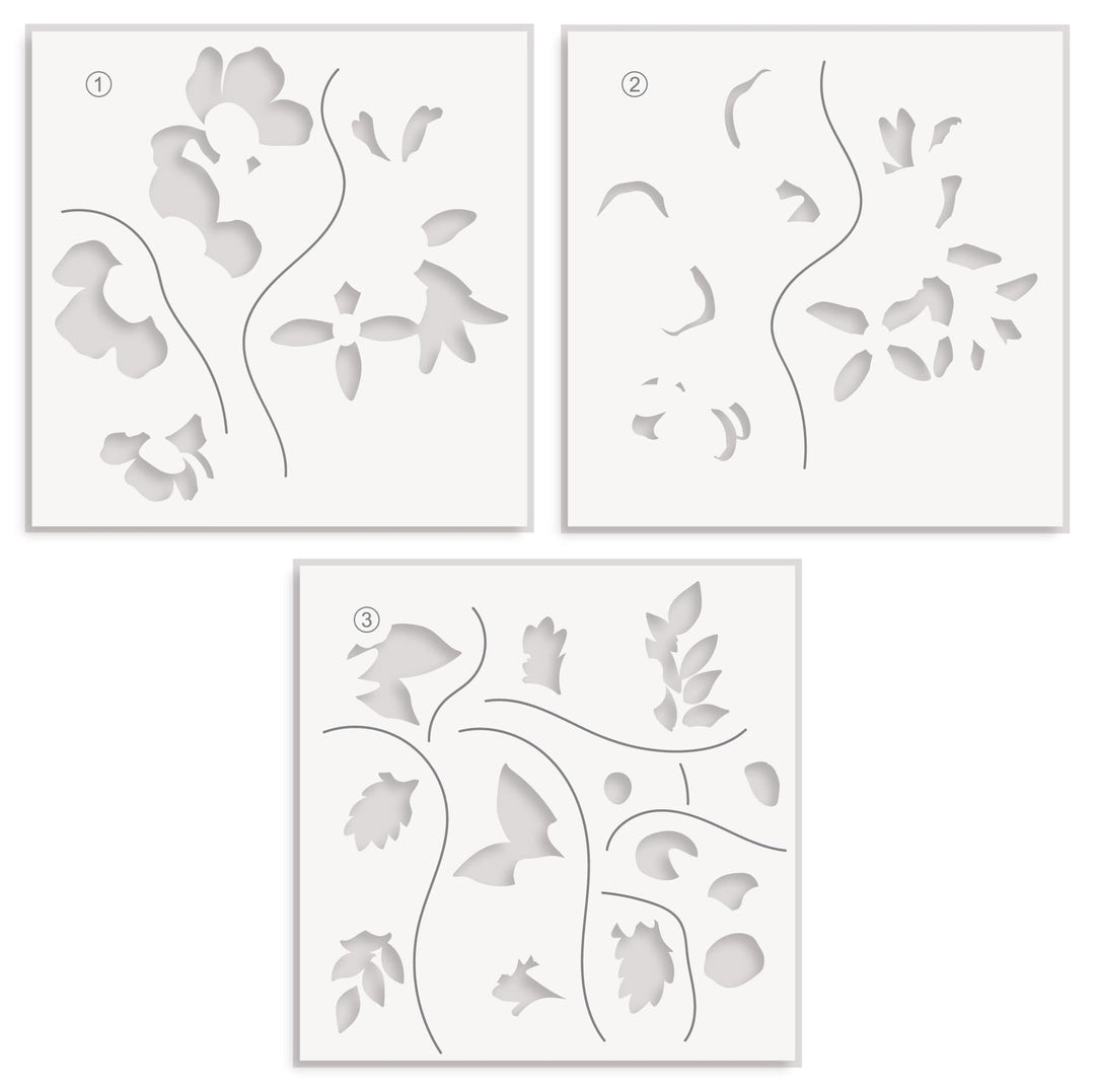 EXP Factors Stencil Flowery Bouquet Simple Coloring Stencil Set (3 in 1)