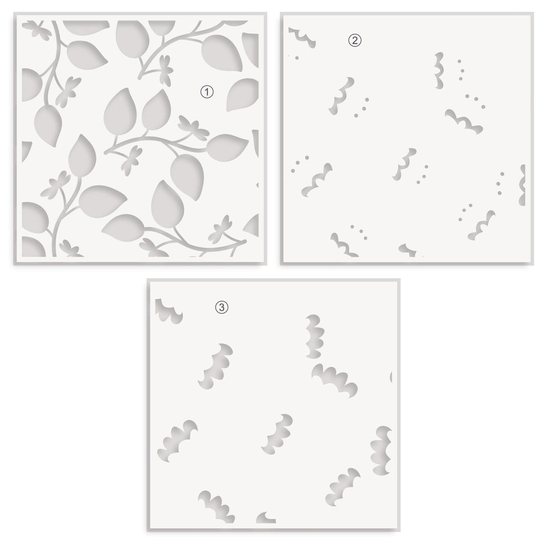 EXP Factors Stencil Folk Flowers Stencil Set (3 in 1)