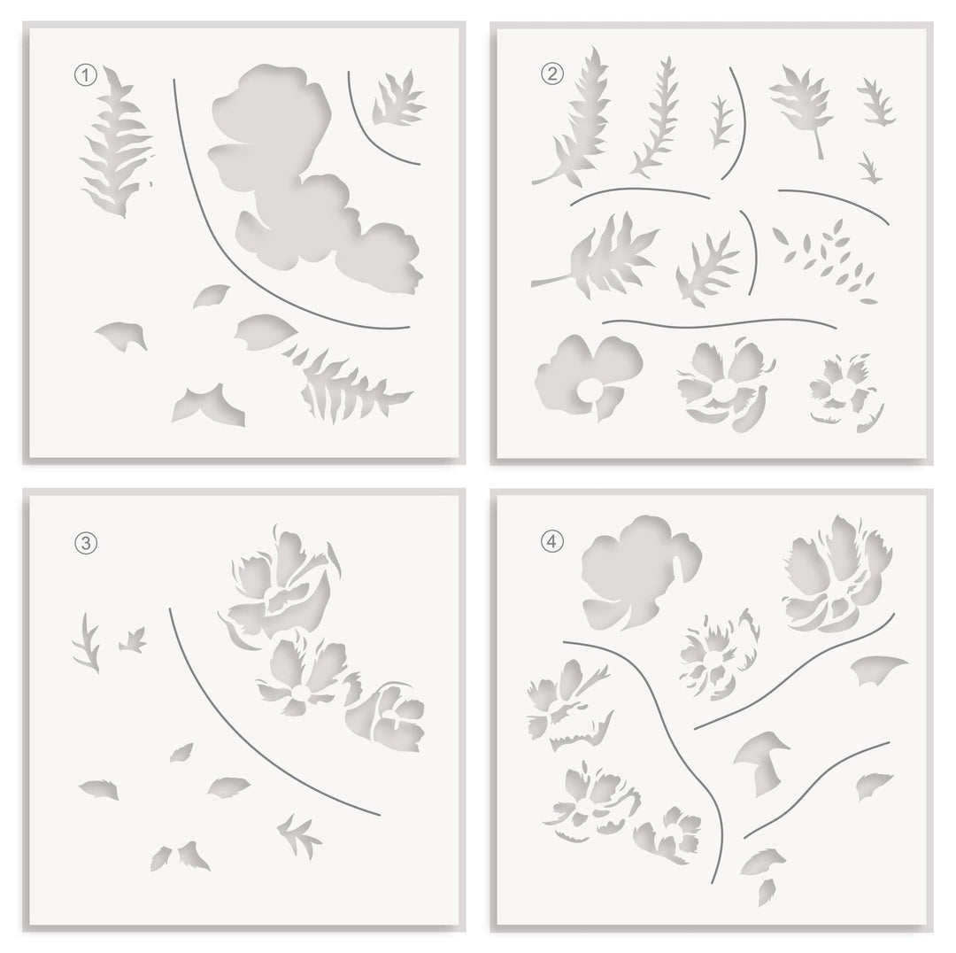 EXP Factors Stencil Poppy Arrangement Stencil Set (4 in 1)