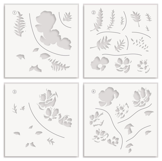 EXP Factors Stencil Poppy Arrangement Stencil Set (4 in 1)