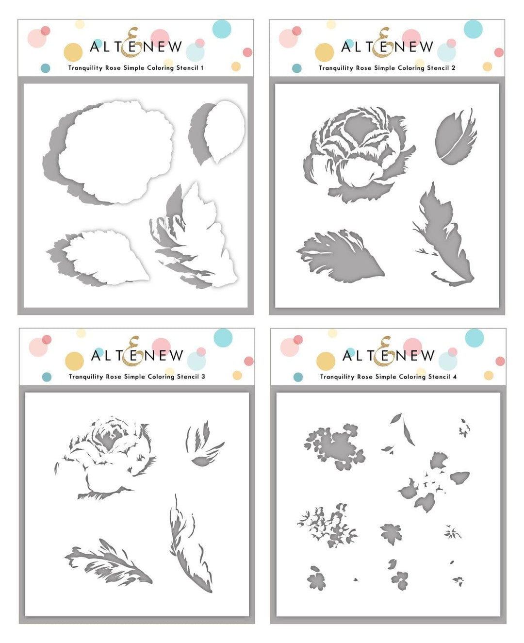 Photocentric Stencil Tranquility Rose Simple Coloring Stencil Set (4 in 1)